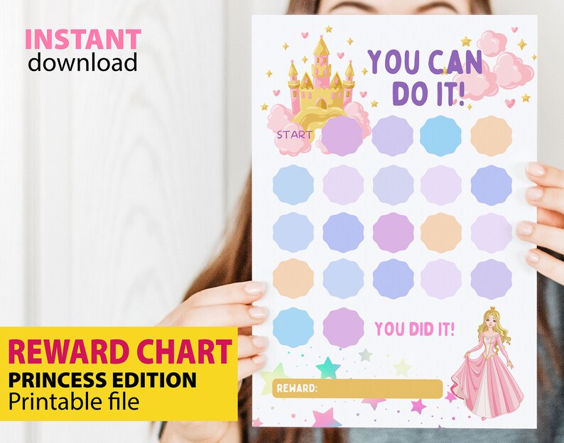 Princess Reward Chart Printable, Princess Behavior Chart, Daily Chore