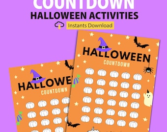 Halloween Countdown Coloring Page: Fun Pumpkin Calendar for Kids (Digital Download, PDF)