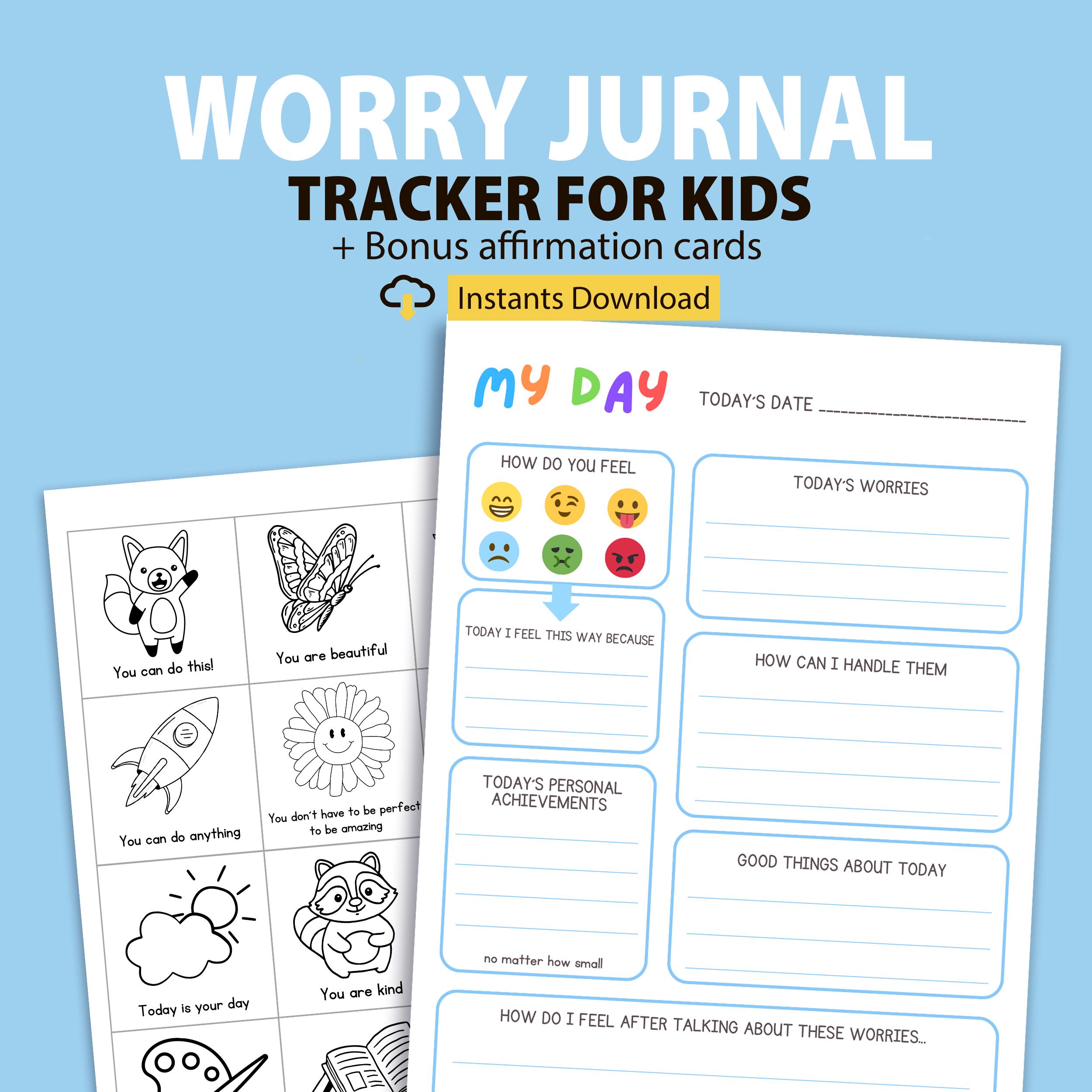 Kids Anxiety Journal: Printable Feelings & Mood Tracker (PDF Download A4/Letter Size)