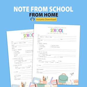 Printable Note From Home to School: Parent-Teacher Communication (PDF Download)