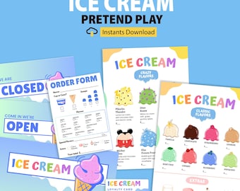 Pretend Play Ice Cream Shop Printable Kit: Summer Fun (Digital Download
