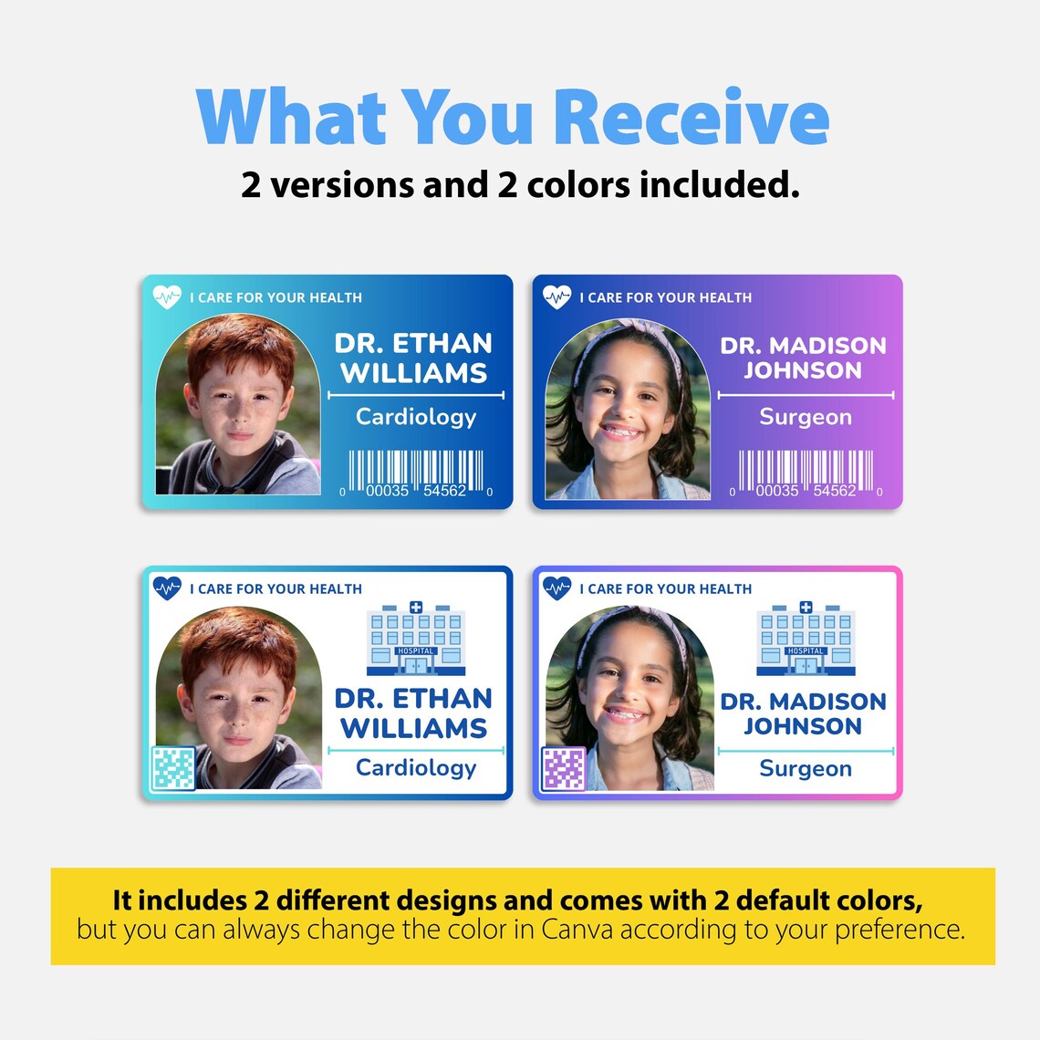 Doctor ID Card for Kids CANVA Template, Pretend Play Name Badge Printable, Kids ID Name Badge ...