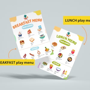 Pretend Play Restaurant Menu Printable, Kids Kitchen Play Menus, Kids Pretend Play Chef, Dramatic Play for Kids, Restaurant Forms zdjęcie 2