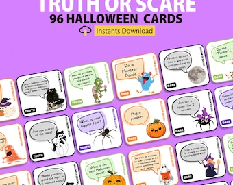 Halloween Truth or Dare Game: 96 Printable Cards (PDF Download)