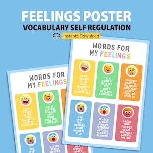 Zones of Regulation Poster: Feelings Chart for Calm Corner (Digital Download)