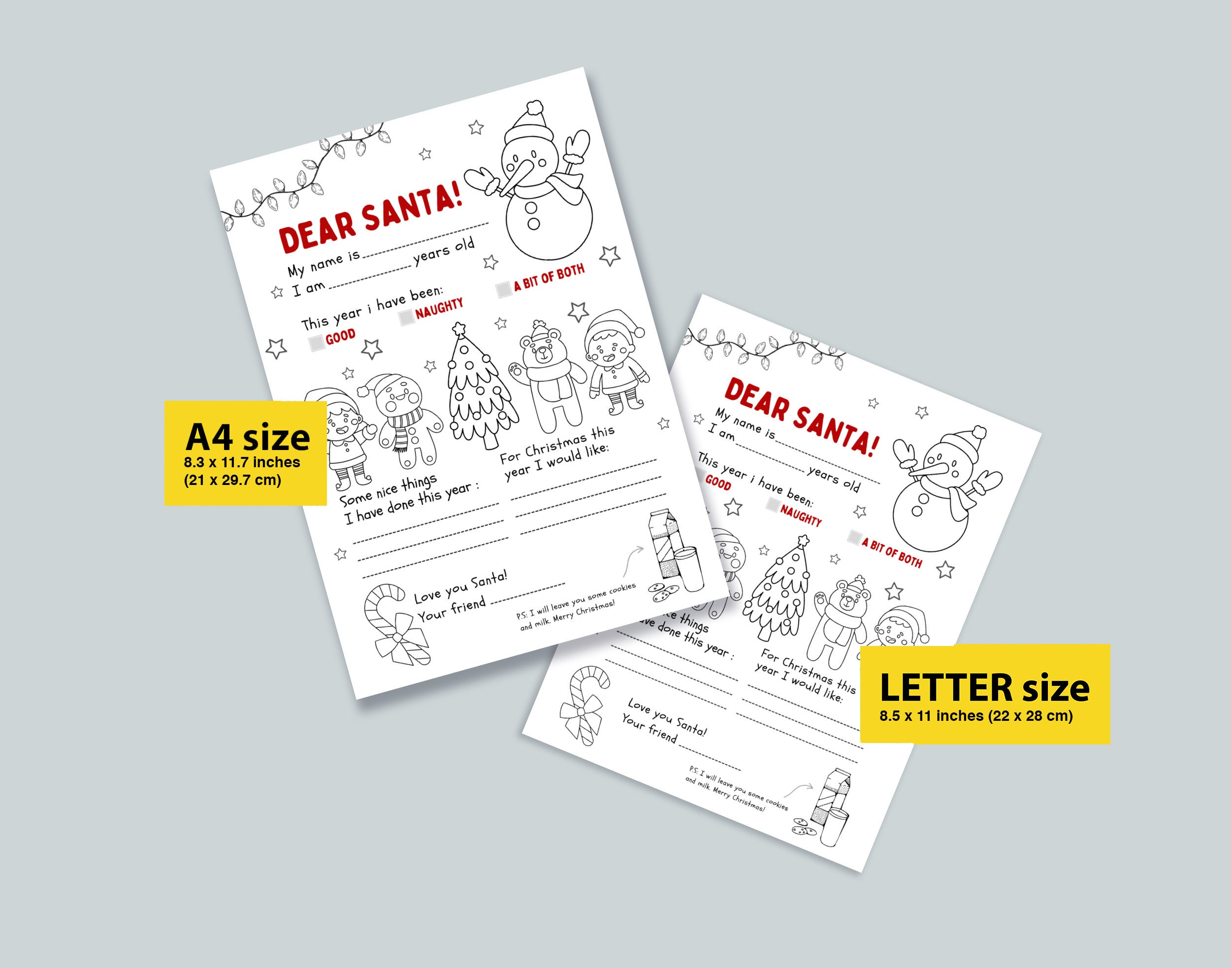 Letter to Santa Coloring Page PRINTABLE, Kids Letter to Santa Printable ...