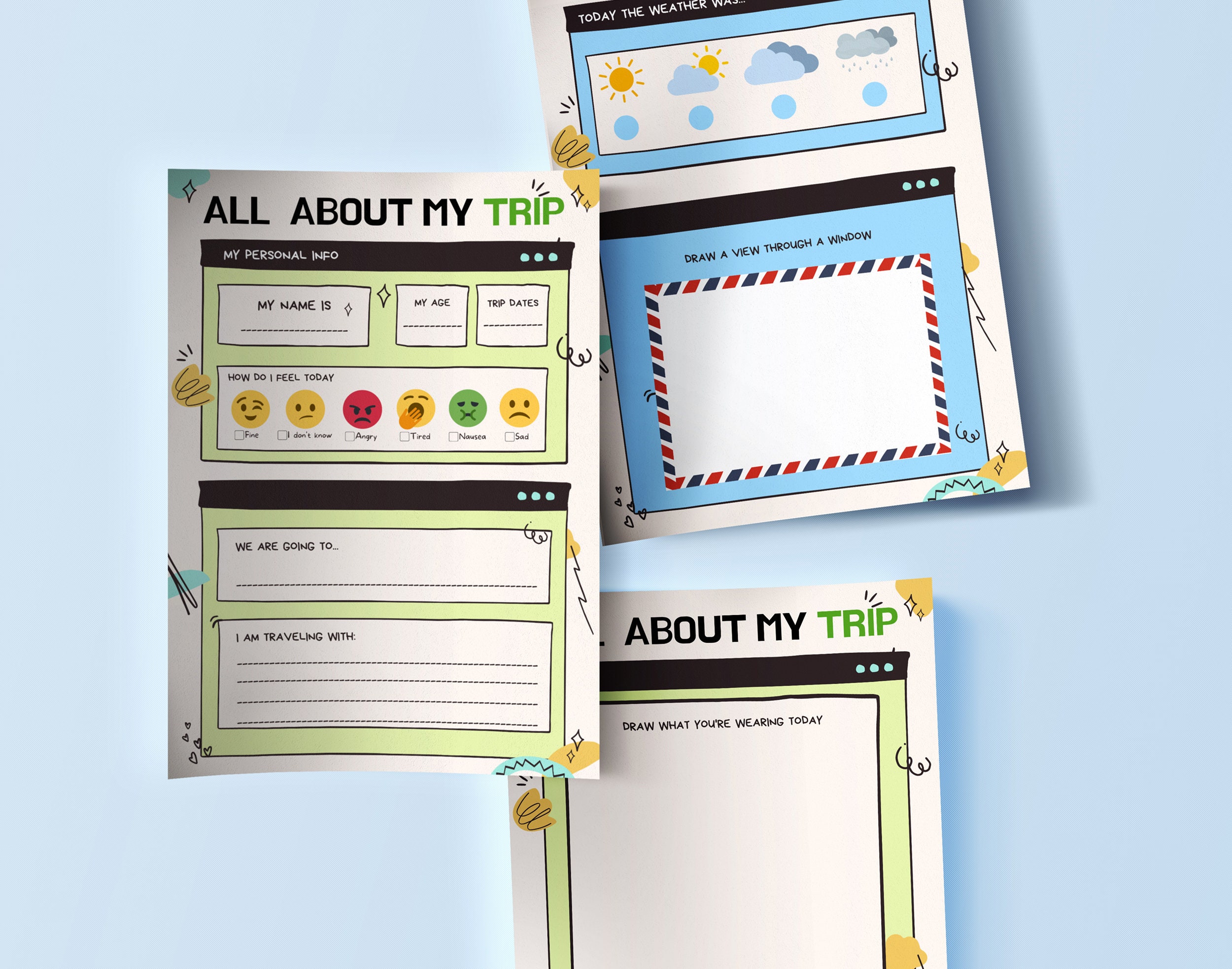 Kid's Travel Journal Printable, Vacation Journal for Toddlers, Travel ...