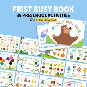 Toddler Learning Binder, Toddler Busy Binder, Toddler First Busy Book, Printable Quiet Book for Toddler Preschool Early Learning Binder