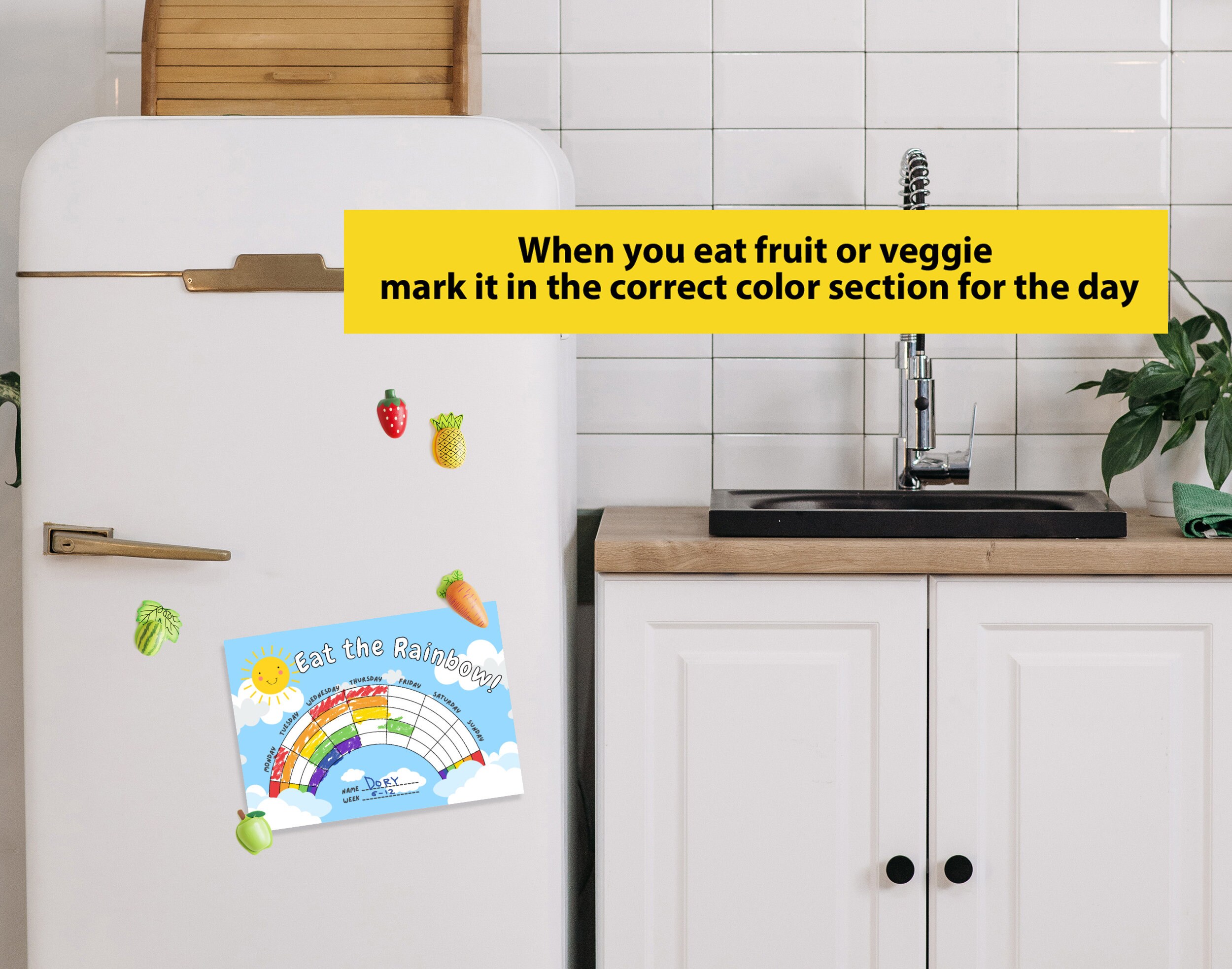 Healthy Eating Tracker Reward Chart for Kids Printable, Eat the Rainbow ...