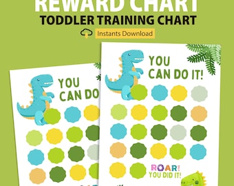 Printable Dinosaur Reward Chart: Kids Potty Training, Behavior Tracker (PDF Download A4/Letter Size)
