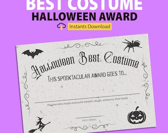 Halloween Costume Award Certificate: Spooky Contest Prize (Digital Download)