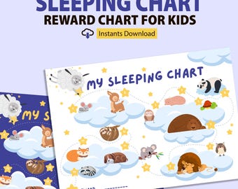 Stay in Bed Reward Chart: Sleeping Animals Theme (Digital Download)