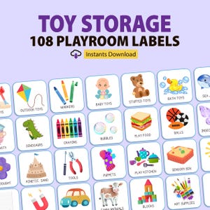 108 Printable Playroom Labels for Toy Storage, Playroom Organization, Trofast Labels with Pictures, Toy Room Organizer
