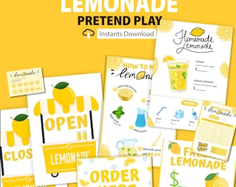 Lemonade Stand Pretend Play Kit: Dramatic Play Menu, Signs (Digital Download A4 Size)
