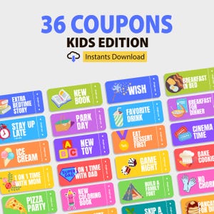 Kids Reward Coupon Printable, Reward Coupon Booklet, Birthday Coupon Book, Reward Vouchers for Toddlers, Reward Tickets