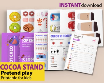 Hot Cocoa Dramatic Play Printable, Coffee Shop Dramatic Play, Cafe Pretend Play,Hot Cocoa Stand Printable, Hot Chocolate Dramatic Play Set