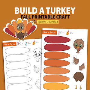 Printable Build a Turkey Craft: Thanksgiving Kids Activity (PDF Download A4/Letter Size)
