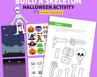 Halloween Skeleton Craft: Cut and Paste Activity (Digital Download)