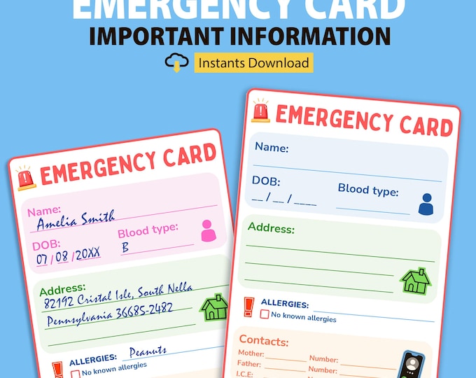 Daycare Emergency Card, Inhome Daycare Paperwork, Childcare Forms ...