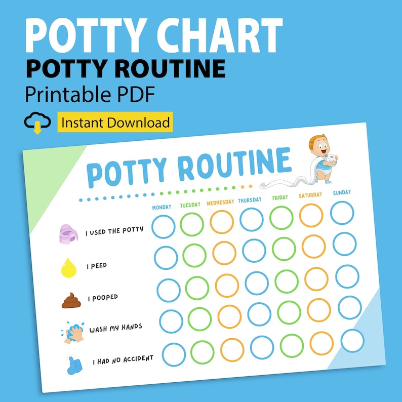 Pooping Routine Chart Potty Training Chart Printable, Potty Chart for Boys, Potty Training ...