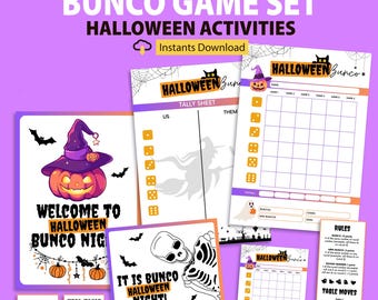 Halloween Bunco Printable Bundle: Score Cards, Invitation, Party Games (Digital Download
