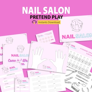 Pretend Play Nail Salon Printable, Kids Manicure Play, Kids Pretend Play Nail Salon, Dramatic Play for Kids,