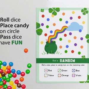 Roll a Rainbow Printable Game for Kids, St Patricks Activity, Rainbow ...