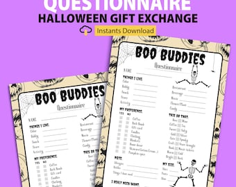 Printable Spooky Sister Survey, Boo Buddy Questionnaire for Halloween Gift Exchange, Perfect Questionnaire for Work or Personal