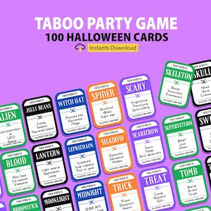 Halloween Taboo Game Printable, Family-Friendly Halloween Games, Funny Halloween Party Games, Halloween Classroom Activity