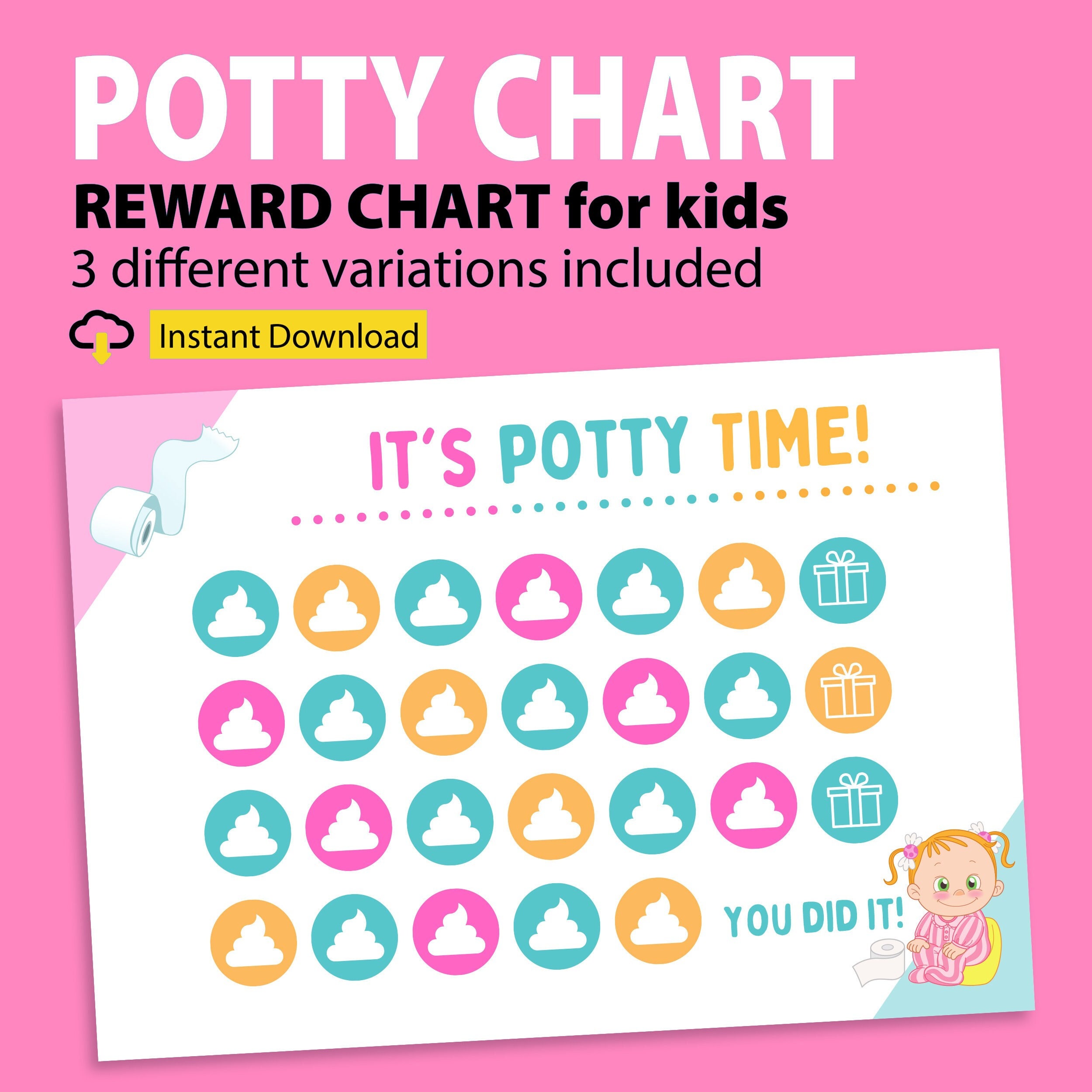 Printable Potty Training Chart Girl Potty Chart for Girls - Etsy