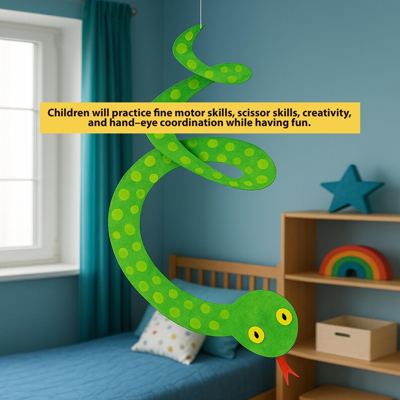 Snake Craft for Kids Printable, Coloring and Cutting Activity, Build a ...