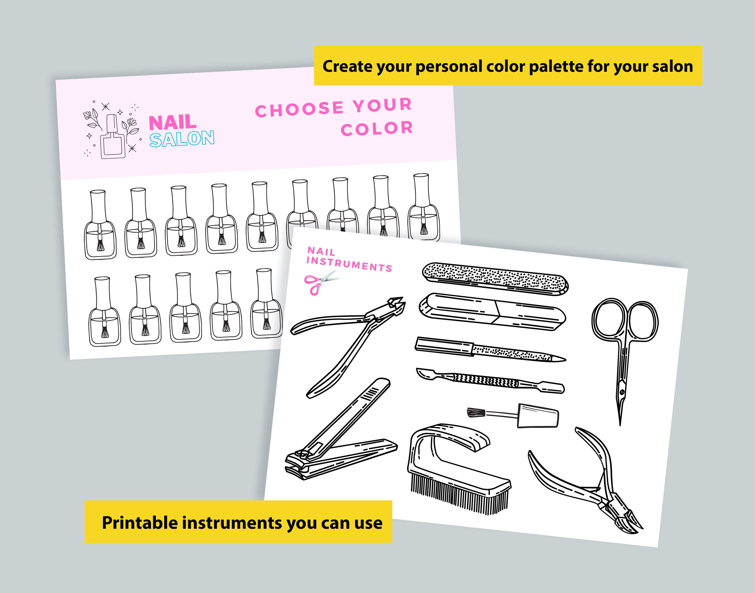 Pretend Play Nail Salon Printable, Kids Manicure Play, Kids Pretend