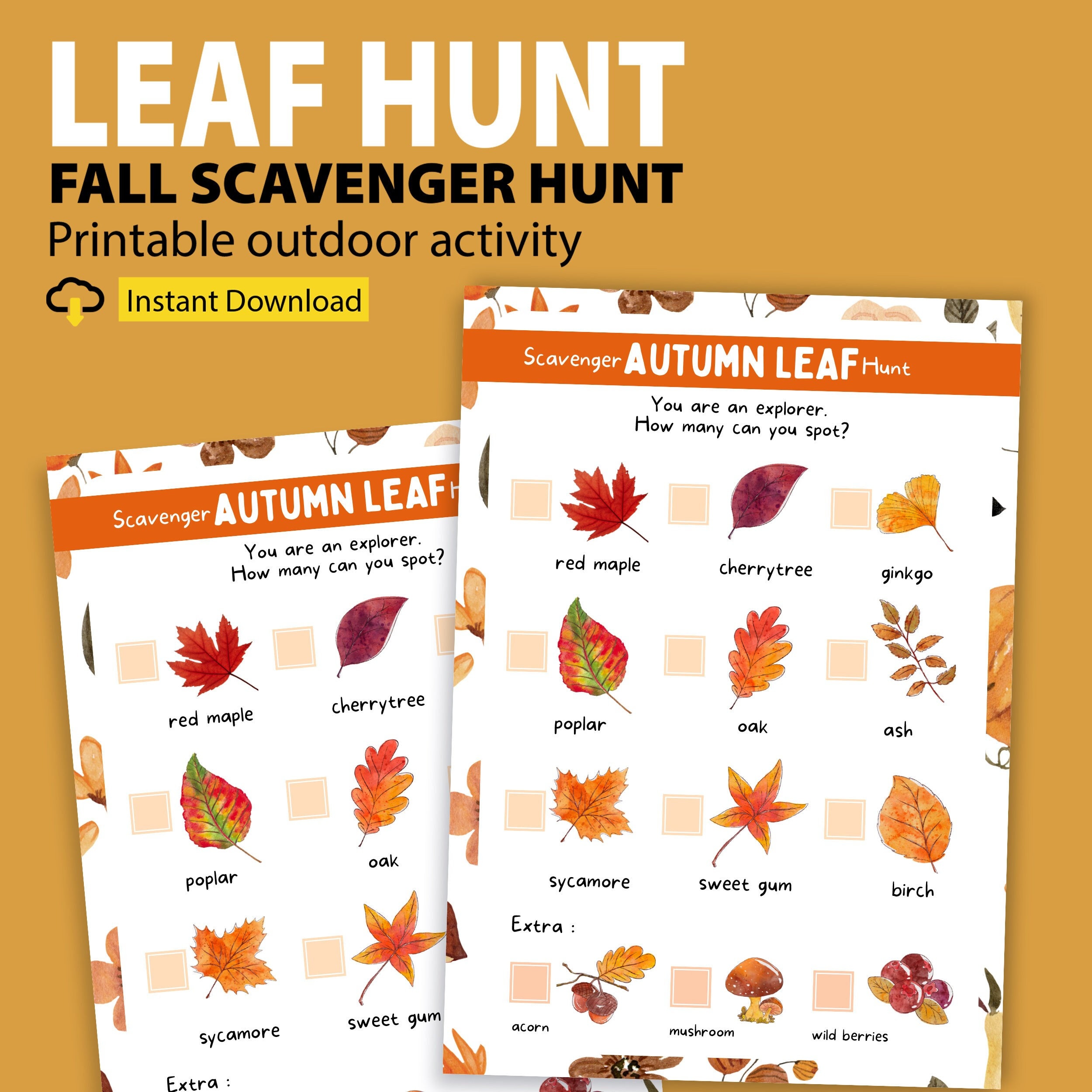 Fall Outdoor Scavenger Hunt Printable, Leaf Hunt, Autumn Treasure Hunt ...
