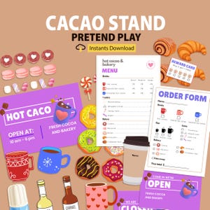 Heißer Kakao stehen dramatische spielen druckbar: Cafe Pretend Play Set (digitaler Download)