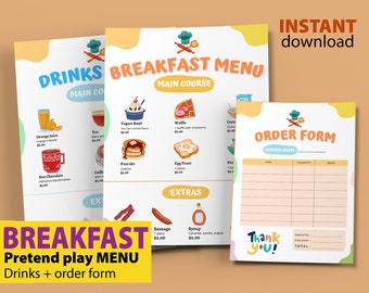 Pretend Play Restaurant Breakfast Menu: Kids Kitchen Activities (Printable)