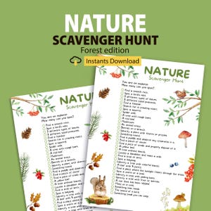 Printable Nature Outdoor Scavenger Hunt, Woodland Treasure Hunt for Kids, Forest School Game,Fall Outdoor Activities for Children
