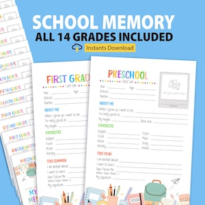 School Memory Pages for Kids Memory Box, School Memory Box, School Keepsake,Memory Pages for School Years,School Keepsake,School File Box