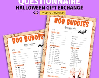 Halloween Gift Exchange Printable, Boo Buddy Questionaire, Halloween Work Gift Exchange, Halloween gift Questionnaire