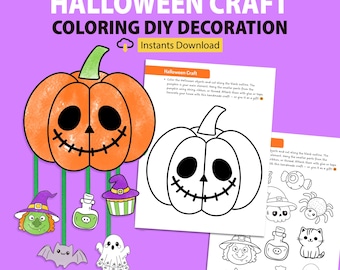 Halloween Mobile Craft: Coloring Page DIY (Digital Download)