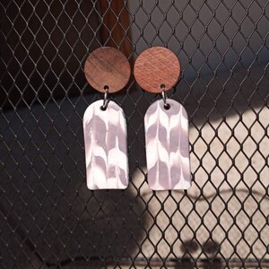 Polymer Clay Dangling Earrings with Wooden Stud