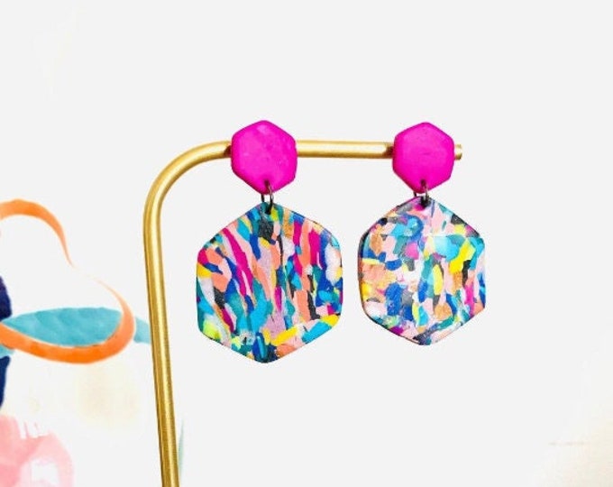 Colorful Statement Earrings. Quirky Statement Earrings. Bold Colorful Earrings. Funky Statement Earrings. Funky Colorful Earrings. Unusual.