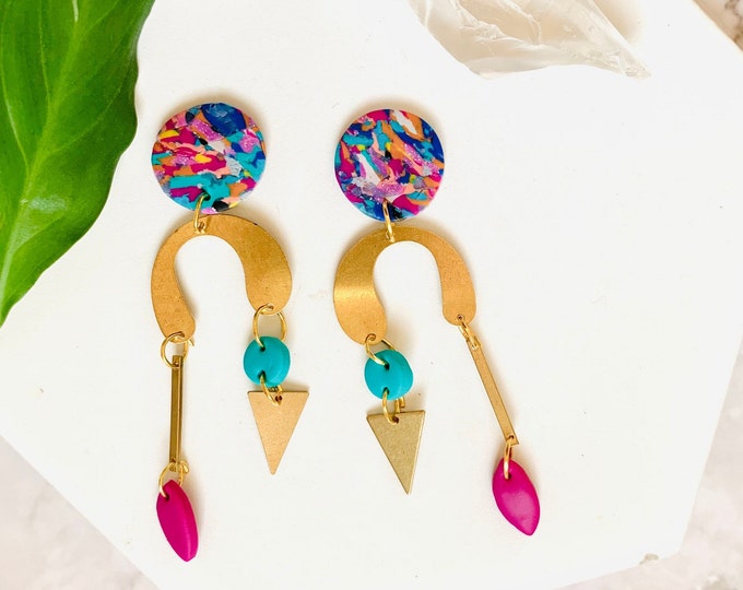 Colorful Mobile Earrings. Colorful Statement Earrings. Funky Colorful Earrings. Colorful Geometric Earrings. Fun Statement Colorful Earrings