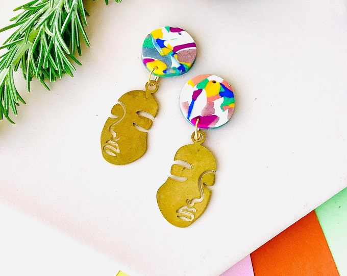 Modern Colorful Earrings. Colorful Statement Earrings. Modern Statement Earrings. Funky Statement Earrings. Fun Colorful Earrings. 80s Style