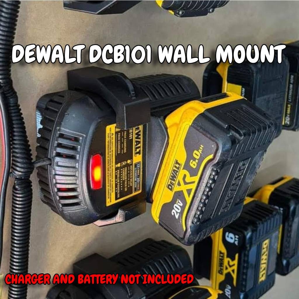 3D Printed Dewalt Charger Wall Mount Secure Vertical DCB101 Charger Storage With Quick Attach Clip Easy Install Etsy