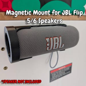 3D Printed Magnetic Mount for JBL Flip 5/6 Speakers, Black PETG Holder with Dual 30lb Rubberized Magnets, Vertical & Horizontal Fit