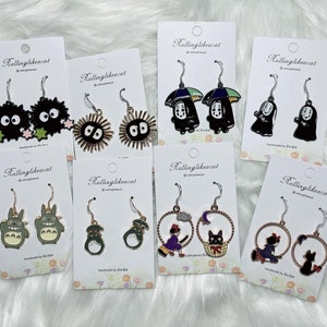 Handgemachte Ghibli-inspirierte Ohrringe - Totoro, Rußmännchen, Ohngesicht, Kiki und Jiji