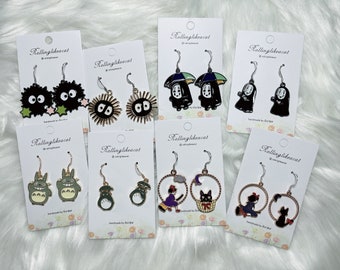 Handmade Ghibli-inspired Earrings for Studio Ghibli Fans- Totoro, Sootsprite, No-face, Kiki and Jiji