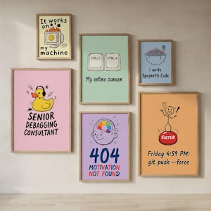 Funny Programmer Wall Art Bundle, Coder Meme Posters, Software Engineer Decor (Digital Download)