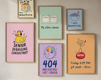 Rolig väggkonst med programmerare, kodare-meme-posters, dekor med mjukvaruingenjör (digital nedladdning)