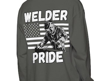 Welder Pride Long Sleeve Shirt: American Flag Welding Apparel
